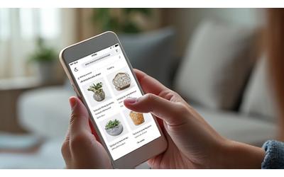 スマートフォンでオンラインショップを閲覧している様子